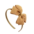 Beige polyester grosgrain ribbon double-layered bow headband for girls and children - Beige (2)