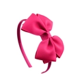Handmade bright pink double-layered grosgrain ribbon bow headband for kids - Hot Pink