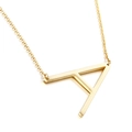 Goudkleurige geborstelde roestvrijstalen ketting met grote letter A hanger voor dames - Stijl A (KN25644-K)