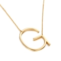 Minimalist gold-plated stainless steel necklace with a polished capital G letter pendant - Style G (KN25650-K)