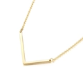 Elegant gold-finished V-shaped pendant necklace with minimalist geometric titanium steel chain - Style L (KN25655-K)
