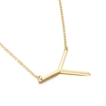 Minimalist Y-shaped letter pendant necklace in golden stainless steel with O-chain - Style Y (KN25668-K)