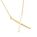 Polished gold finish stainless steel necklace with a large letter X cross pendant - Style X (KN25667-K)