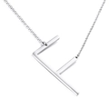 Collar minimalista de acero inoxidable plateado con un colgante de letra F mayúscula - Letra F (KN25675-K)