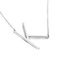 Polished silver stainless steel necklace featuring a large horizontal letter K pendant - Letter K Style (KN25680-K)