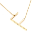 Polished gold stainless steel necklace featuring a minimalist vertical letter F pendant - Style F (KN25649-K)