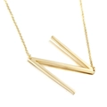 Minimalist gold plated stainless steel necklace featuring a bold uppercase letter N pendant - Style N (KN25657-K)