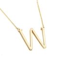 Minimalist gold-plated stainless steel necklace with a polished capital letter W pendant - Style W (KN25666-K)