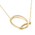 Minimalist gold-plated stainless steel necklace with large letter Q pendant for women - Style Q (KN25660-K)