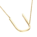 Élégant collier en acier titane doré avec un pendentif en forme de lettre U majuscule - Style U(KN25664-K)
