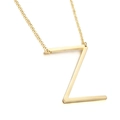 Minimalist gold titanium steel necklace with a large polished capital letter Z pendant - Style Z (KN25669-K)