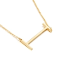 Collier en acier inoxydable doré avec pendentif lettre I poli sur une chaîne maille - Style I(KN25652-K)