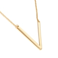 Minimalist gold V-shape pendant necklace in titanium steel with a sleek matte finish - Style V (KN25665-K)
