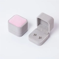 Elegant velvet jewelry box for earrings and rings featuring gray and pink contrast design - Pinkish Grey