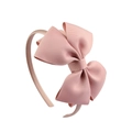Pink double-layered ribbed ribbon bow headband for girls on a clean white background - Dusty Rose