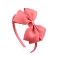 Handmade pink double layer grosgrain ribbon bow headband for children's hair styling - Coral Red