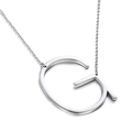 Poliertes silbernes Halsketten-Anhänger G an minimalistischer Stahlkette für Damen - Buchstabe G Stil (KN25676-K)