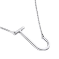 Minimalistische silberne Edelstahlkette mit poliertem Buchstaben J Anhänger für Damen - Buchstabe J Stil (KN25679-K)