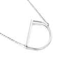 Collar de acero inoxidable plateado pulido con colgante de letra D mayúscula grande - Letra D (KN25673-K)