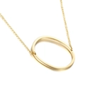Minimalist gold-plated oval pendant necklace with elegant thin O-shaped link chain - Style O (KN25658-K)