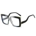 Oversized square sunglasses with gradient black frame and clear lenses for women - Gradient Black Frame Clear Lens