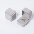 Square gray velvet jewelry box featuring flip cover design for rings and gift storage - Gray