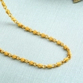 Elegant gold-plated chain necklace with intricate textured link pattern on blue background - Regular Clavicle Chain
