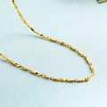 Golden sand twisted link necklace with sparkling zircon stone inlay for women - 1.5mm Ingot Chain