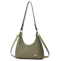 Vintage Hobo-Tasche in Olivgrün aus Twill-Stoff mit goldenem ZZMY-Logo und zwei Gurten - Grün