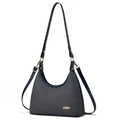 Blue crescent hobo shoulder bag with ZZMY logo and adjustable straps on white background - Blue