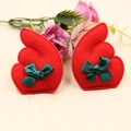 Cute red felt reindeer ear accessories with green bows for kids DIY headbands - Bow Wings Hair Clips