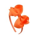 Vibrant orange grosgrain ribbon bow headband for girls, 4-inch handmade hair accessory - Orange (9)