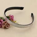 Single silver fabric textured DIY headband with black plastic inner teeth and cloth tips - Anti-slip Toothed Headband