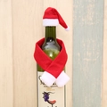 Décoration de bouteille de vin de Noël avec mini bonnet et écharpe en tissu rouge - Ensemble écharpe et bonnet rouges