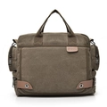Borsa da uomo in tela marrone caffè con design multitasche e dettagli in pelle - caffè