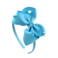 Sky blue grosgrain ribbon bow headband for children on a clean white background - Light Blue (7)