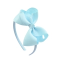Light blue 4-inch grosgrain ribbon bow headband for girls on a clean white background - Light Blue (17)