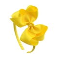 Bright yellow 4 inch grosgrain ribbon bow headband for girls on a white background - Yellow (10)