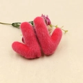 Pair of cute pink plush heart hair accessories for DIY Christmas reindeer headbands - Plush Heart Accessories / Watermelon red