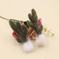 Cute DIY gold glitter reindeer antler hair clips with white plush balls for kids - Champagne Glitter Antlers