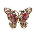 Vintage golden butterfly brooch with multicolored rhinestones on a white background - Vintage Gold Multi-color Rhinestone (B032-A)