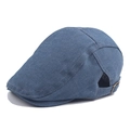 Klassieke blauwe gewassen denim pet met verstelbare metalen gesp en vintage textuur - Verstelbaar / Donkerblauw
