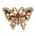 Vintage bronze butterfly brooch with multicolored rhinestones and clear reflections - Antique Bronze Multi-color Butterfly (C072-A)