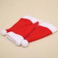 Tre mini cappelli natalizi rossi e bianchi in peluche per posate e bottiglie - Cappello Natalizio per Bottiglia di Vino