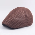 Men's breathable mesh beret hat in dark coffee brown color for summer sun protection - Adjustable / Coffee