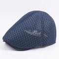 Berretto piatto in mesh blu scuro, cappello estivo traspirante da uomo per uso esterno - Regolabile / Blu navy