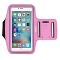 Pink touchscreen sports arm bag with headphone port and key slot for running - 5.5 Inch Universal Phone / Pink