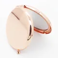 Miroir de maquillage rond et pliable en métal finition or rose poli avec double miroir - Or rose