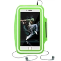 Waterproof neon green sports armband with touchscreen window and headphone jack - 5.5 Inch Universal Phone / Green