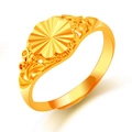 Adjustable gold flower ring with intricate filigree details and smooth inner band - Filigree Hollow Style (J2286)